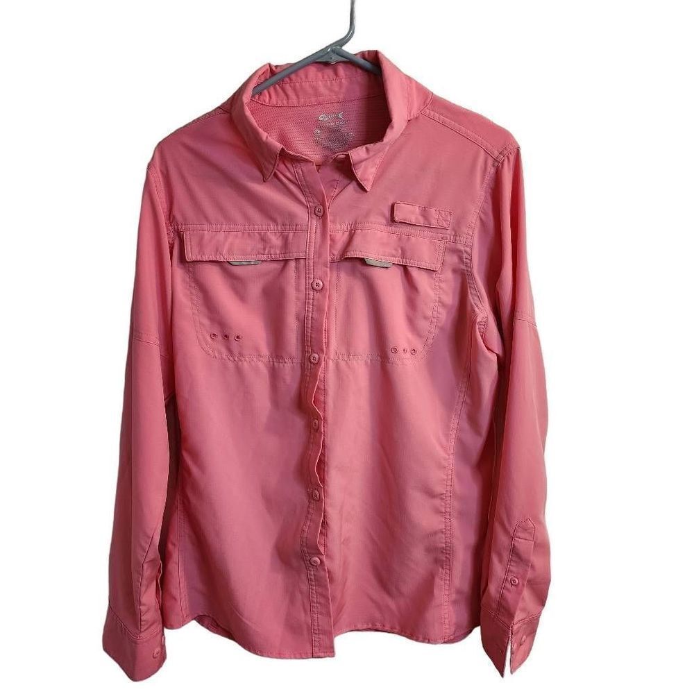Silver Bait Pink XL Outdoor Utility Performance Woisture Wicking Button Up Shirt
